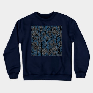 Black and Blue Thistle Flowers Crewneck Sweatshirt